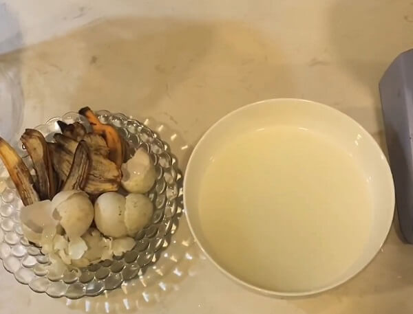 Ủ nước vo gạo với vỏ chuối, vỏ trứng gà
